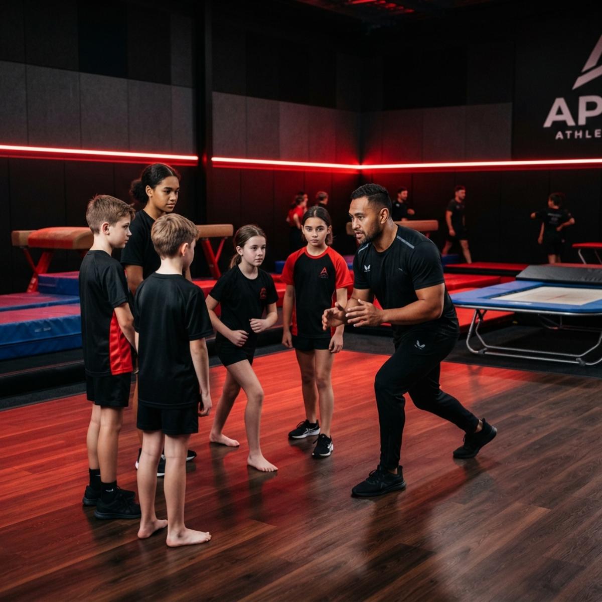 Apex coach supporting athletes during training